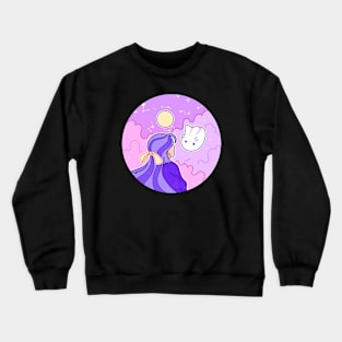 A girl looks at a ghost at night Crewneck Sweatshirt